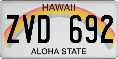 HI license plate ZVD692