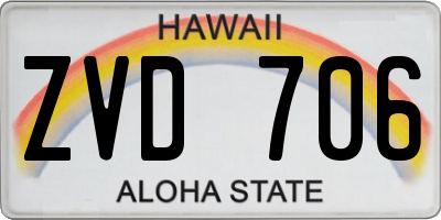HI license plate ZVD706