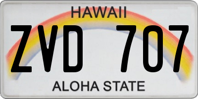 HI license plate ZVD707