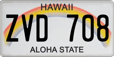 HI license plate ZVD708
