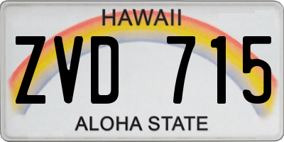 HI license plate ZVD715