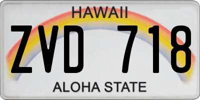 HI license plate ZVD718