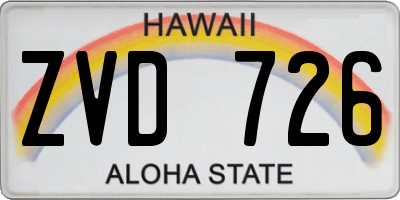 HI license plate ZVD726