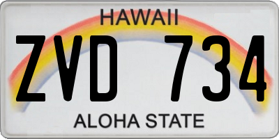 HI license plate ZVD734