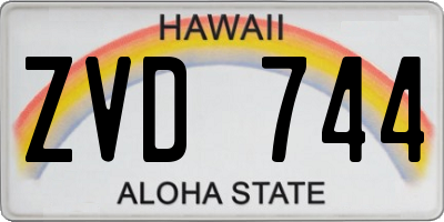 HI license plate ZVD744