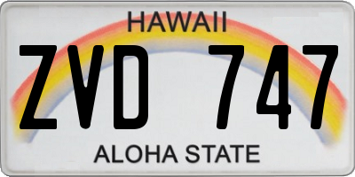 HI license plate ZVD747