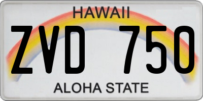 HI license plate ZVD750