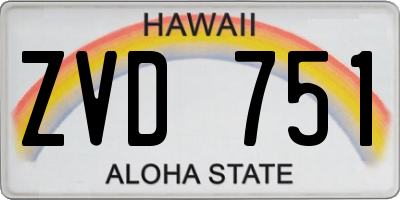 HI license plate ZVD751