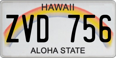 HI license plate ZVD756