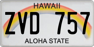HI license plate ZVD757