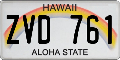 HI license plate ZVD761