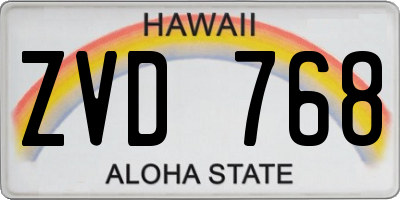 HI license plate ZVD768