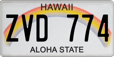 HI license plate ZVD774