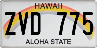 HI license plate ZVD775