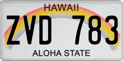 HI license plate ZVD783