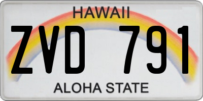 HI license plate ZVD791