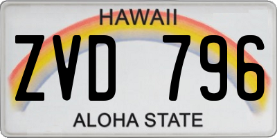 HI license plate ZVD796
