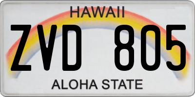HI license plate ZVD805