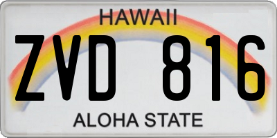 HI license plate ZVD816