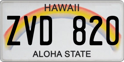 HI license plate ZVD820