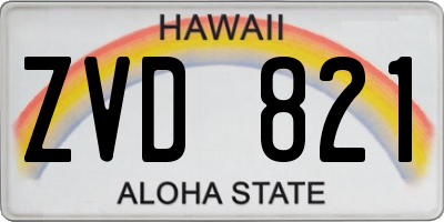 HI license plate ZVD821