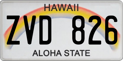 HI license plate ZVD826