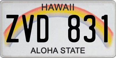 HI license plate ZVD831