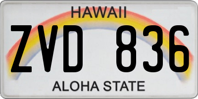 HI license plate ZVD836