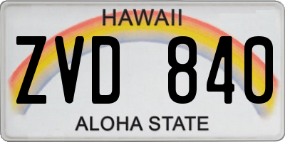 HI license plate ZVD840