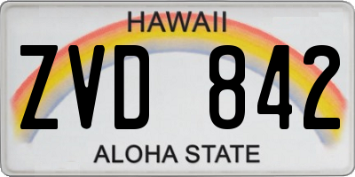 HI license plate ZVD842