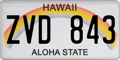 HI license plate ZVD843