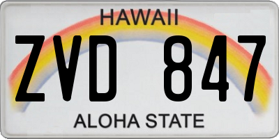 HI license plate ZVD847