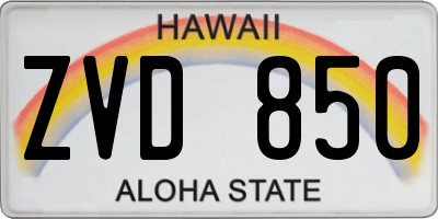 HI license plate ZVD850