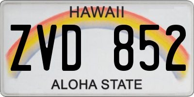 HI license plate ZVD852