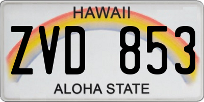 HI license plate ZVD853