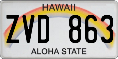 HI license plate ZVD863