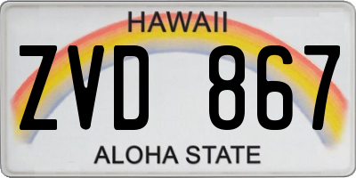 HI license plate ZVD867