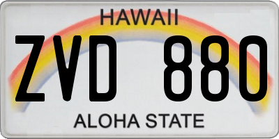 HI license plate ZVD880