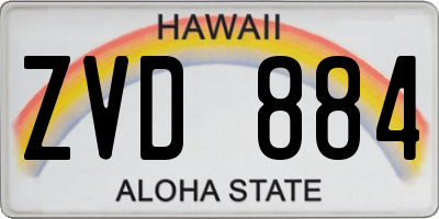 HI license plate ZVD884