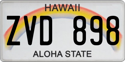 HI license plate ZVD898