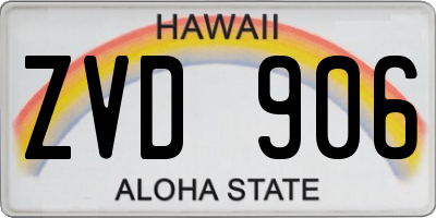 HI license plate ZVD906