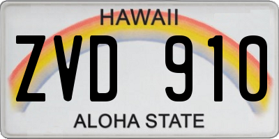 HI license plate ZVD910