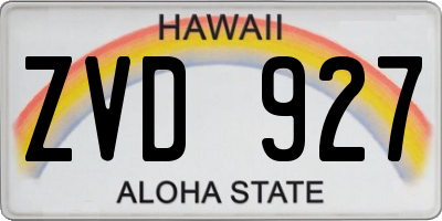 HI license plate ZVD927