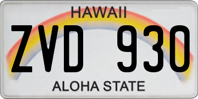 HI license plate ZVD930