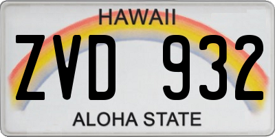 HI license plate ZVD932