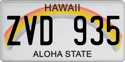 HI license plate ZVD935