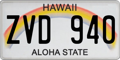 HI license plate ZVD940