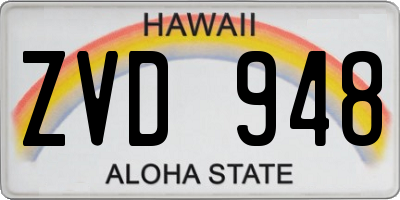 HI license plate ZVD948