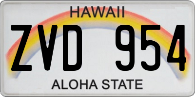 HI license plate ZVD954