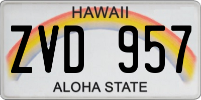 HI license plate ZVD957